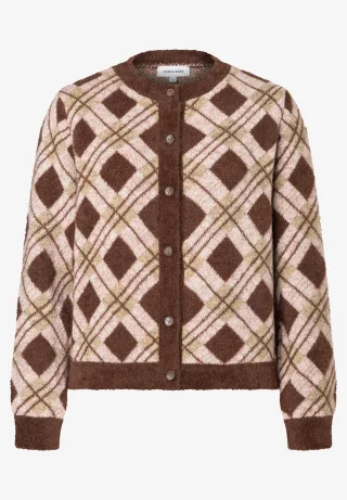 MORE & MORE - Strickjacke mit Argylemuster braun - Gr. - 40