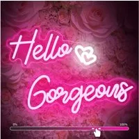 MUPOO Dekolicht LED Dekolicht,Hallo Gorgeous Neonschild Rosa,Dimmbar, LED Neon Lichter,für Schlafzimmer Hochzeit Dekoration