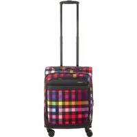 Franky Weichgepäck-Trolley Koffer Gr. S Reisegepäck T27-F Spinner 55er, 4 Doppellenkrollen Rollen, Dehnfalte TSA Schloss