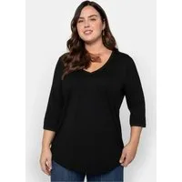 Sheego T-Shirt 3/4-Arm-Shirt 3/4-Arm mit Bogenkante, in leichter A-Linie