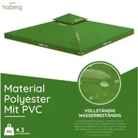 habeig Pavillon-Ersatzdach Pavillondach 360g/m² PVC 3x3m WASSERDICHT -- NEU: inkl. DACHSPANNER, 360,00 g/m², 100% wasserdicht