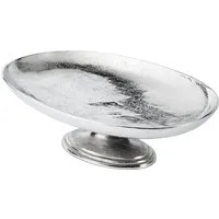 MichaelNoll Dekoschale Schale auf Standfuß Oval Aluminium Metall Deko - 47 cm oder 57 cm