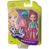 Polly Pocket Spielfigur GCY39 Roller Chic Lila Polly Pocket, (3-tlg., Polly-Puppe mit Rollerblades, Schutzhelm und Protektoren)