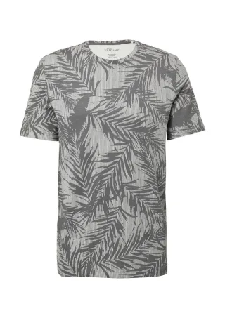 s.Oliver Red Label - T-Shirt mit Crew Neck und All-over-Print grau - Gr. - M