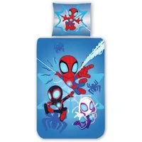 MTOnlinehandel Kinderbettwäsche Spidey & Friends "Helden der Nacht", Geschenkidee, 100% Baumwolle, 2 teilig, Winterbettwäsche kuschelig und weich für Jungen und Mädchen