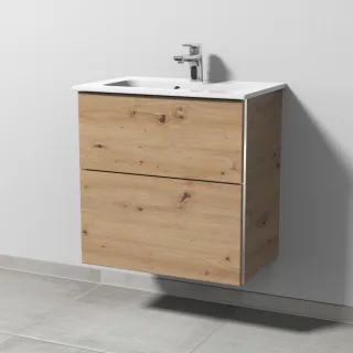 Sanipa 3way Waschtischunterbau zu Duravit ME by Starck Waschtisch mit 2 Auszügen, Eiche Natural-Touc BR72285