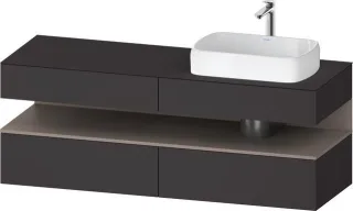 Duravit Qatego Konsolenwaschtischunterbau wandhängend Graphit Supermatt 1600x550x600 mm - QA47780438 QA4778043800010