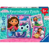 Ravensburger Puzzle Spielzeit mit Gabby, 147 Puzzleteile, 3 x 49 Teile, Made in Europe