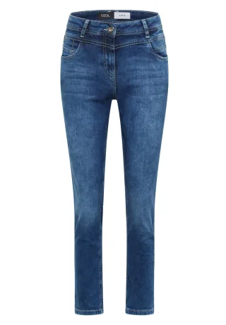 CECIL - Slim Leg Jeans mit Turn-Up und Leo-Tape light blue wash - Gr. - 28