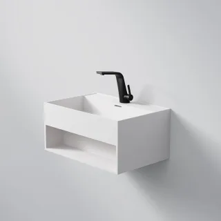 Steinberg Serie 443 Waschtisch Wandwaschtisch aus Mineo Stone, matt white, 443 7110 W 443 7110 W