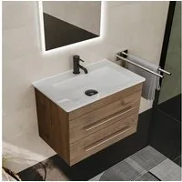 Alpenberger Badmöbel-Set Waschbecken mit Unterschrank - Waschbeckenunterschrank mit Schubladen, (Gäste WC Waschtisch Set, Badezimmer Möbel Set), Waschtisch mit Unterschrank Eiche - 60 cm Breit