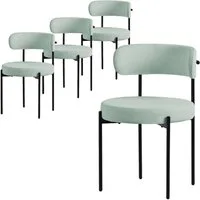 ML-DESIGN Polsterstuhl Esszimmerstühle Gruppe Küchenstuhl aus Teddystoff mit Metallbeinen, Clubstuhl 4er Set Wohnzimmerstuhl Grün moderne Design Lounge Stuhl