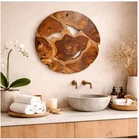 LebensWohnArt Dekoobjekt Wand-Deko aus Teakholz BAGIAN rund 40 cm Unikat Wandbild