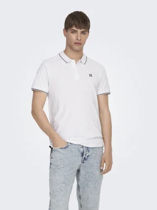 ONLY&SONS - ONSFLETCHER LIFE SLIM SS POLO NOOS Weiß - Gr. - S