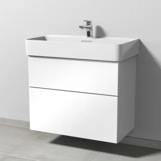 Sanipa 3way Waschtischunterbau zu Laufen VAL Waschtisch mit 2 Auszügen, Weiß-Glanz SF82378
