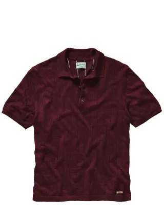 Luis Trenker Herren Strickpolo Luvic Rot 65 % Leinen, 35 % Baumwolle