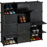 relaxdays Schuhregal Schwarzer Schuhschrank mit 24 Fächern