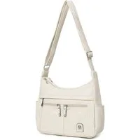 ITALYSHOP24 Schultertasche Damen Tasche Vintage Shopper Umhängetasche Handtasche CrossOver Reise, Crossbody Leder Optik Reisetasche Henkeltasche City Bag Beuteltasche