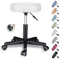 Zedelmaier Hocker Drehhocker Bürohocker Barhocker Arbeitshocker Polsterung, 44-58cm Höhenverstellbarer, 360°drehbar mit 5 Rollen