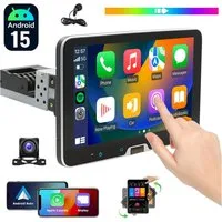 ESSGOO 64G DAB+ Autoradio 1DIN Android15 Carplay Radio Navi WiFi 360° drehbar Navigationsgerät (Carplay Android Auto Bluetooth EQ USB GPS Navi WIFI Touchscreen)