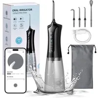 Vivitar Munddusche mit 4 Düsen & 5 Modi, 350 ml Wassertank, IPX7 Wasserdicht, USB-C Wiederaufladbar, Tragbare Elektrische Zahnseide
