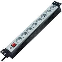 Premium-Line Steckdosenleiste 8-fach, 19" Format schwarz/hellgrau, 1,5 HE, 3 Meter