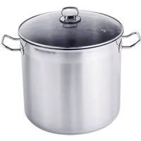 Spetebo Suppentopf XL Edelstahl Kochtopf mit Glasdeckel - 15 Liter, Edelstahl (Packung, 2-tlg., Topf mit Glasdeckel), Universaltopf Suppentopf mit Kapselboden für Hernd und Backofen