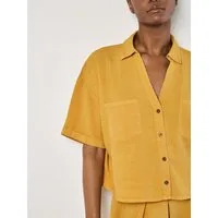 Apricot Hemdbluse Gekürztes Hemd mit offenem Kragen