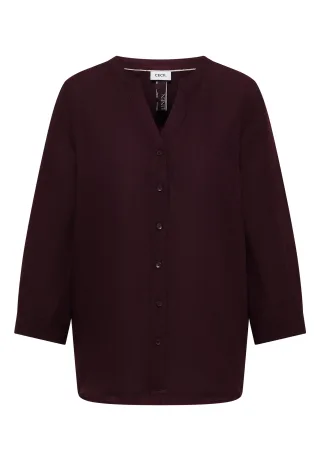 CECIL - Bluse mit Split Neck aus Leinenmix rich burgundy - Gr. - S