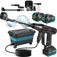 Yofidra Akku-Hochdruckreiniger 70 bar mobiler Hochdruckreiniger mit 2 Akkus und 22-Liter-Eimer, Druck max: 70 bar, 600 W, Fördermenge max: 246 l/h, Auto-Hochdruckreiniger, Terrassenreiniger ideal für Außenbereiche
