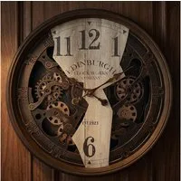 GLOBO LIGHTING Wanduhr (Wanduhr Designuhr Glas braun Zahnräder römisches Ziffernblatt D 76 cm)