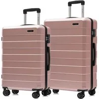 YONSLY Trolleyset Trolley Reisekoffer Hartschalen-Reiseset, 4 Rollen, (2-tlg., 2 tlg., L/XL), 360°-Rollen, Zahlenschloss, weicher Gummigriff