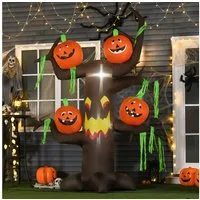 HOMCOM LED-Dekofigur Kürbis Figur Luftfigur mit LED Beleuchtung (Halloween-Deko, 1 St., Aufblasbarer Spukbaum), Polyester, 180 x 80 x 240cm