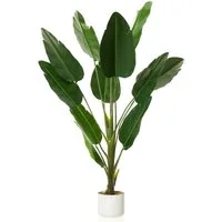 Kunstpflanze Bananenbaum mit Topf Groß Kunstpalme Kunstbaum für Schlafzimmer Büro, GarveeMore, Höhe 120 cm, Höhe 115cm / 120cm