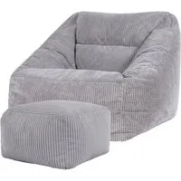 icon Sitzsack Riesen Sessel aus Cord Flauschig „Natalia" mit Hocker (Spar-Set, 1 x Sitzsack-Sessel, 1 x Fußhocker), Sitzsack XXL, Made in Germany, für Erwachsene & Kinder, für Wohnzimmer