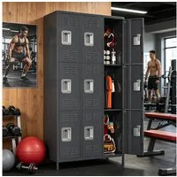 AOBABO Mehrzweckschrank mit Haken, geeignet für Schulen, Fitnessstudios (1-St) Metallschrank mit 9 Türen, 90x40x183cm