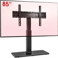 AOKCOS TV-Ständer höhenverstellbar, ± 25° schwenkbar, 43-85 Zoll, (bis 85 Zoll, -2° - 10° neigbar, rutschfeste Gummifüße, Tisch-TV-Ständer)