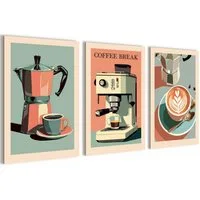 Novart Wandbild Küchenbilder Kaffee Retro Bilder Küche Esszimmer Cafe Bar Deko, made in Germany, moderne Wandbilder, Küche