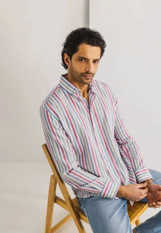 State of Art - Shirt LS Striped Oxf white - Gr. - M