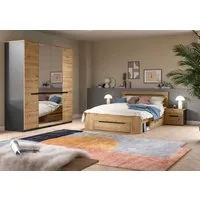 Home affaire Schlafzimmer-Set REHAT, 4-teilig, best. aus: Bett, Kleiderschrank & 2x Nachtkommode, (4-tlg., TOPSELLER!, für Matratzengröße 140x200 cm, viel Stauraum), Rehat, Schlafzimmerset, Bett 140x200 cm, Nachttische, 1 Kleiderschrank