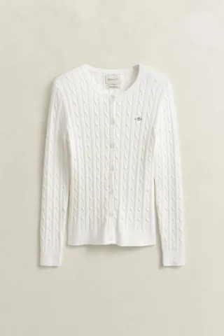 GANT - Strickjacke mit Zopfmuster eggshell - Gr. - XL