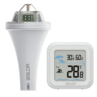 BALDR Digital Swimming Pool Thermometer -9.9-50℃ Range Accurate 360 Degree View Connects to HOMGAR AppIndoor Humidity