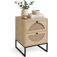 relaxdays Nachttisch mit Rattan Details