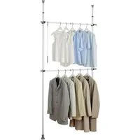 WENKO Teleskopregal Modell Herkules Basic, Kleiderstangen zum Klemmen ohne Bohren, verstellbar in Höhe & Breite