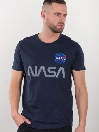 Alpha Industries Herren Nasa Reflexion T-Shirt in Dunkelblau