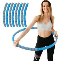 RAMROXX Hula-Hoop-Reifen Fitness Reifen Edelstahl 8 Teile gepolstert befüllbar Grau Blau