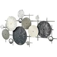 Kobolo Wandbild Metallbild Wanddekoration DISC silber-grau, mit Spiegelelementen