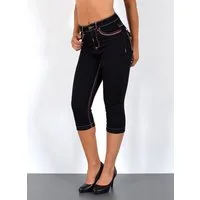 ESRA Caprijeans 3/4 Capri Jeans Damen High Waist weiße Naht Jeans Kontrastnähte J569 Capri Jeans Damen High Waist weiße Naht Jeans Kontrastnähte J569
