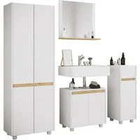 VCM Badmöbel-Set 4 teilig Bad Komplettset Cosila, (Komplett-Set, 4-St., 1x Unterschrank 1x Midischrank 1x Hochschrank 1x Spiegel)
