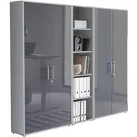 BMG Möbel Aktenschrank Büromöbel Office Edition 10 (Aktenschrank Regal Set, besteht aus 2x Aktenschrank und 1x Regal) mit viel Stauraum, abschließbar